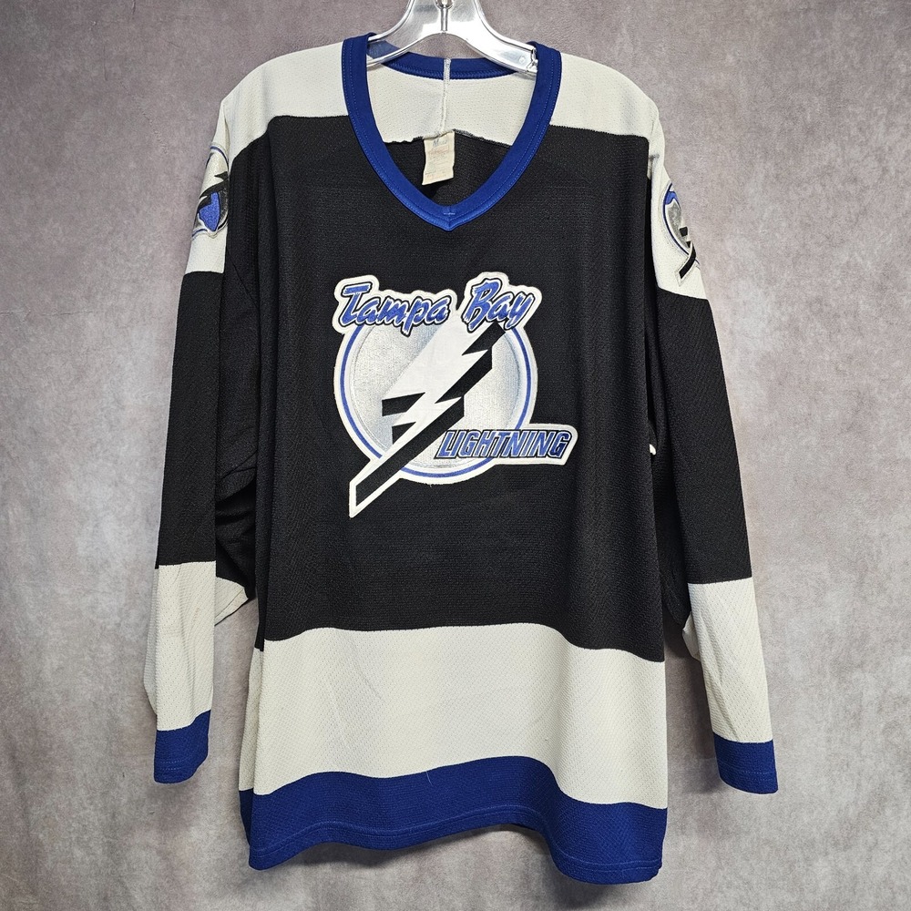 Vintage 90s CCM Maska NHL Tampa Bay Lightning Hockey  Black Jersey Mens XL